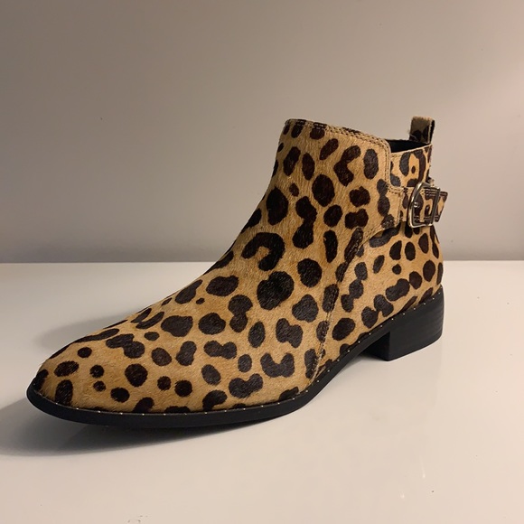 Steven by Steve Madden Genuine Calf Hair Leopard Print Buckle Boots - Picture 3 of 10